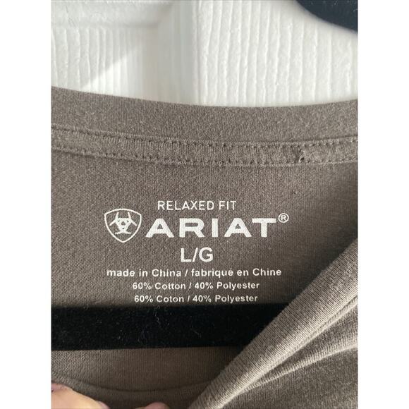 Ariat Women's Large Relaxed Fit Weekend Warrior Brown Graphic Tee Rodeo Western - Picture 4 of 5